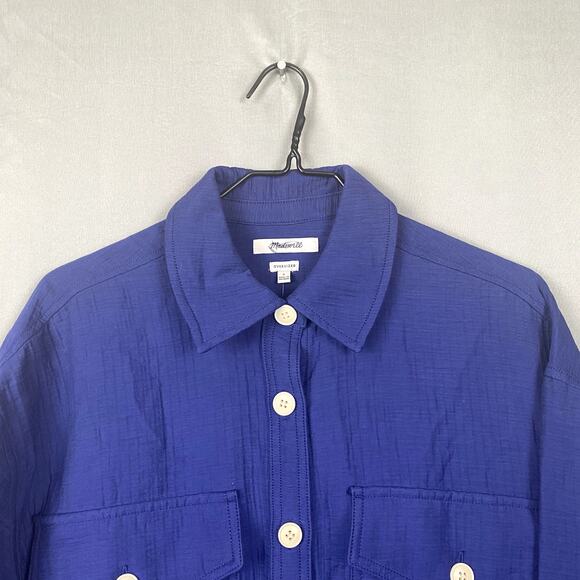 Madewell Shirt Women Small Blue Oversized Shacket Button Up Classic Gorpcore NWT - Picture 2 of 9